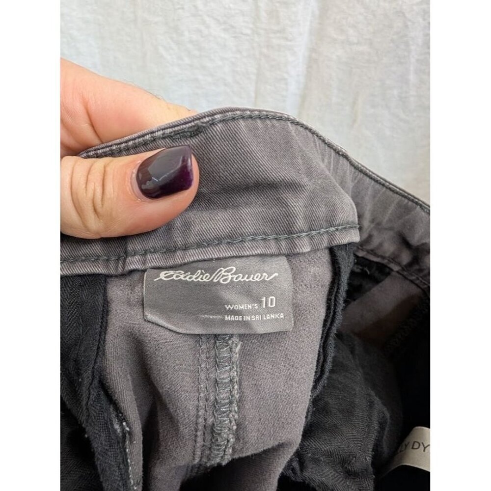 Eddie Bauer women's size 10 gray chino pants flat front casual ankle work H1 - Picture 6 of 9